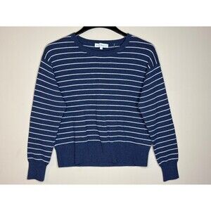 White + Warren Women's Blue & White Striped Sweater Size S